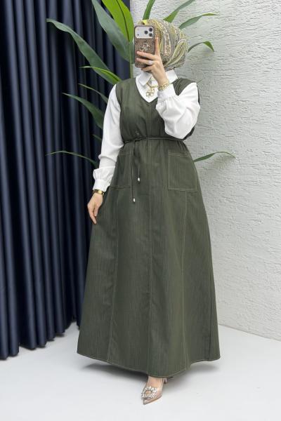 Afize Kot Jile Tesettür Giyim Haki