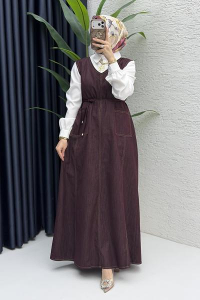 Afize Kot Jile Tesettür Giyim Mürdüm