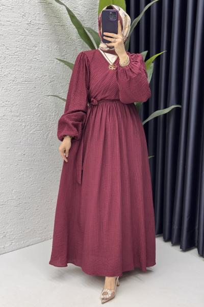 Ahsen Elbise Tesettür Giyim Bordo
