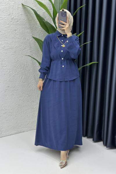 Alya Etekli Tesettür Takım Lacivert