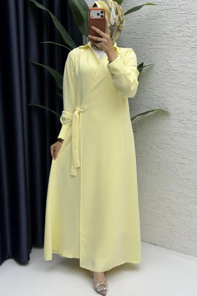 Asu Ferace Elbise Tesettür Giyim Sarı