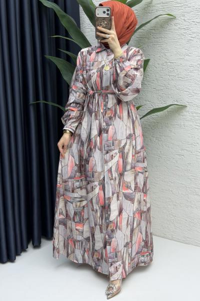 Ayza Elbise Tesettür Giyim Kiremit