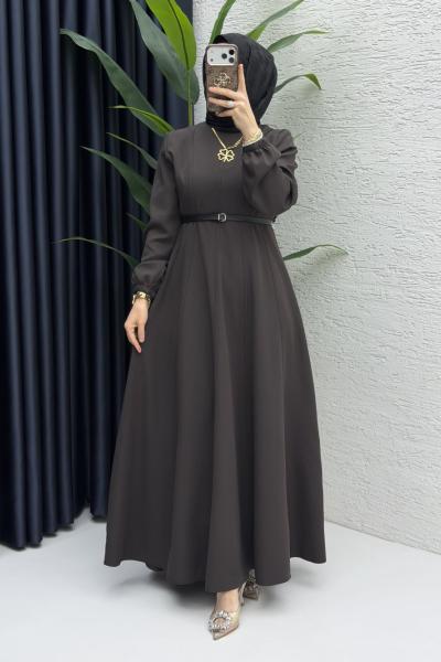 Belkıs Elbise Tesettür Giyim Acı Kahve