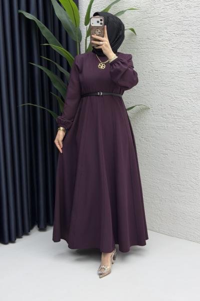 Belkıs Elbise Tesettür Giyim Mürdüm