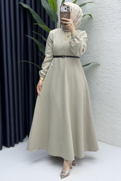 Belkıs Elbise Tesettür Giyim Taş Rengi
