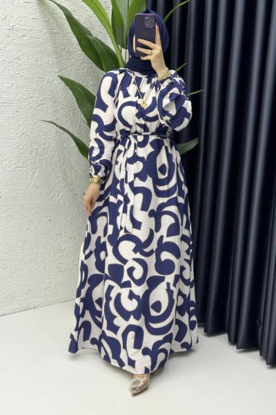 Belma Elbise Tesettür Giyim Lacivert