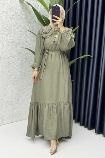 Beyzade Elbise Tesettür Giyim Haki