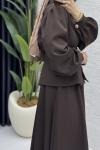 Bihter Etekli Takım Tesettür Giyim  Kahve