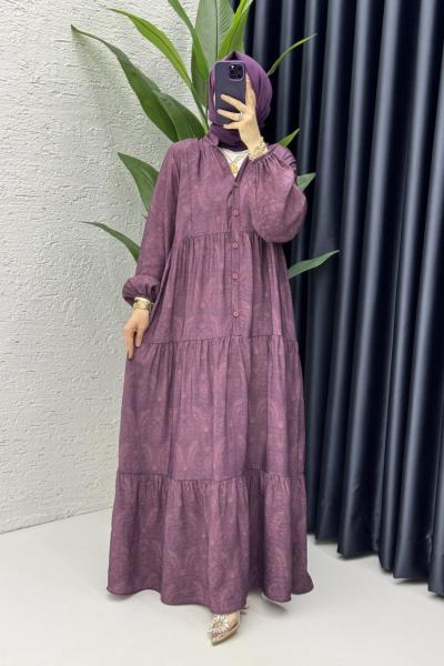 Çağla Elbise Tesettür Giyim Mürdüm