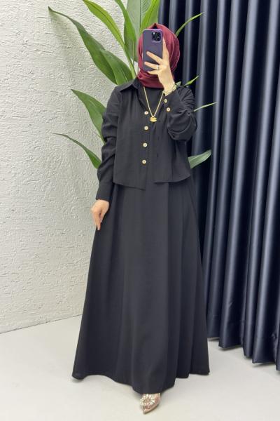 Damla Elbise Tesettür Giyim Siyah