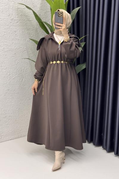 Defne Elbise Tesettür Giyim  Acı Kahve