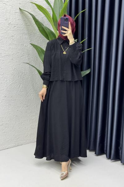 Didem Etekli Takım Tesettür Giyim Siyah