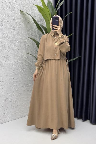 Ebrar Elbise Tesettür Giyim Camel