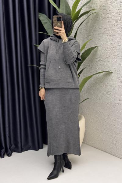 Elif Elbise Tesettür Giyim  Gri