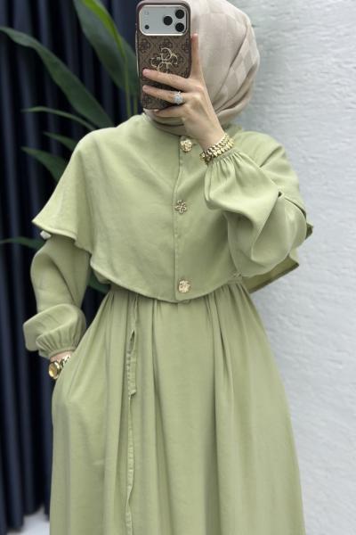 Ferda Elbise Tesettür Giyim  Çağla Yeşil