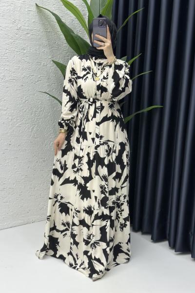 Ferhan Tesettür Elbise Ekru