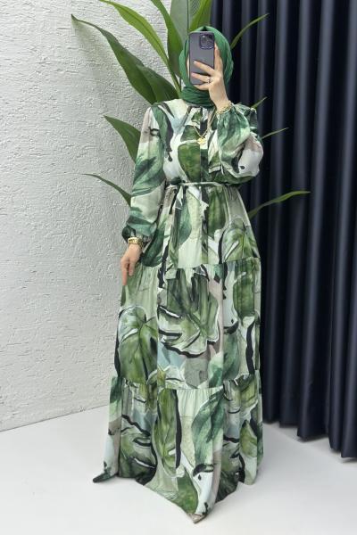 Ferhan Tesettür Elbise Zümrüt