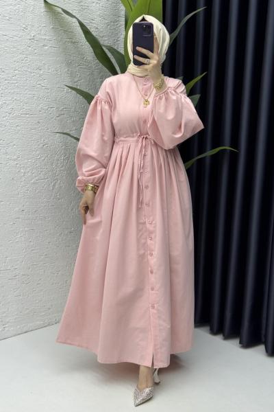 Feride Elbise Tesettür Giyim Pudra