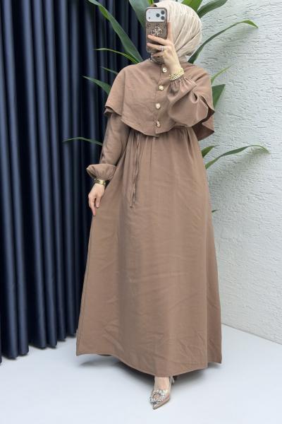 Feriha Bolero Elbise Tesettür Giyim  Sütlü Kahve
