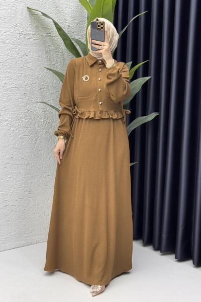 Feriha Elbise Tesettür Giyim  Taba