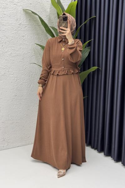 Feriha Elbise Tesettür Giyim  Kahve