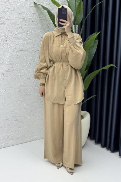 Firuze Takım Tesettür Giyim Camel