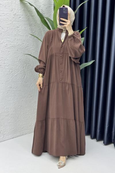 Hale Elbise Tesettür Giyim Kahverengi