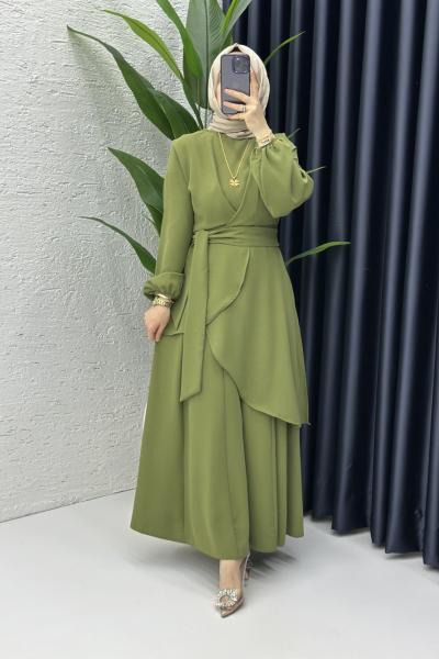 Hanzade Takım Tesettür Giyim Haki