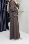Hatem Elbise Tesettür Takım Kahverengi