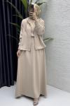 Hatem Elbise Tesettür Takım Taş Rengi