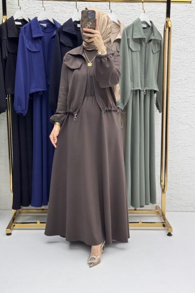 Hazal Elbise Takım  Kahverengi