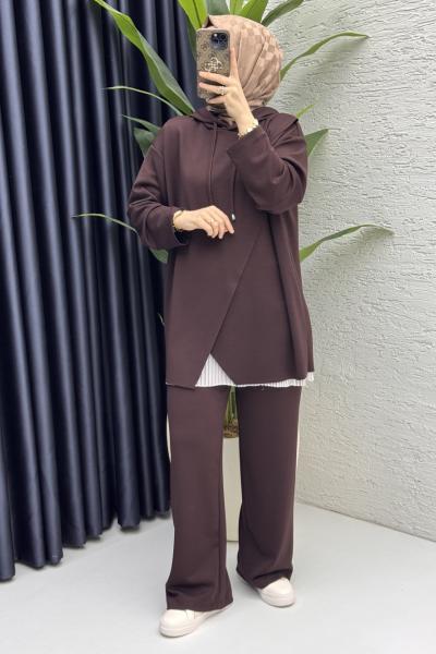 Hülya Takım Tesettür Giyim kızıl kahve