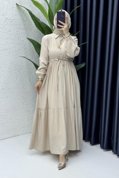 Hümeyra Elbise Tesettür Giyim Taş Rengi