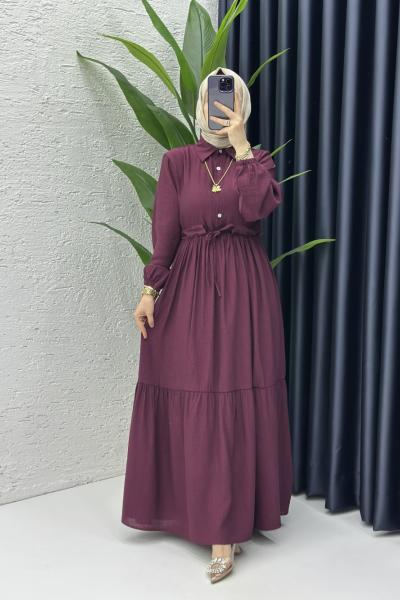 Hümeyra Tesettür Elbise Mürdüm