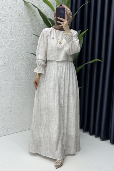 Hürrem Elbise Tesettür Giyim Taş Rengi