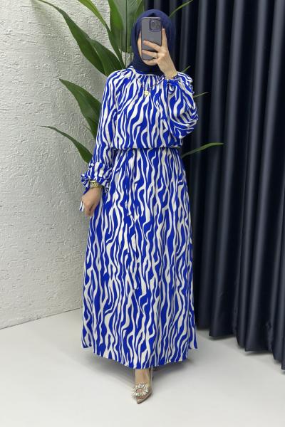 İkra Elbise Saks Mavisi