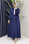 İlve Etekli Takım Tesettür Giyim Lacivert