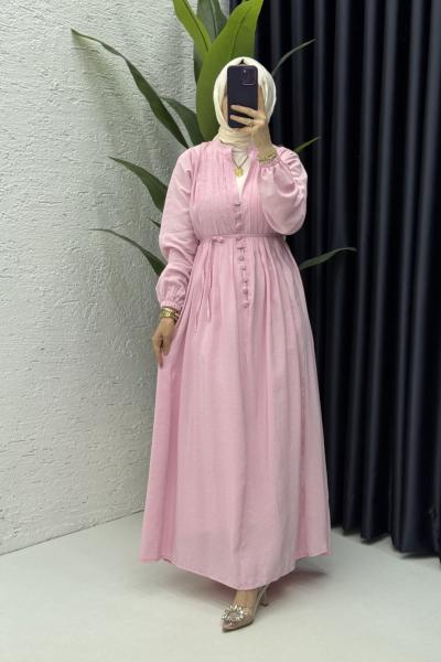 Lara Elbise Tesettür Giyim Pembe