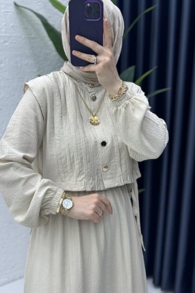 Livanur Elbise Tesettür Giyim Taş Rengi