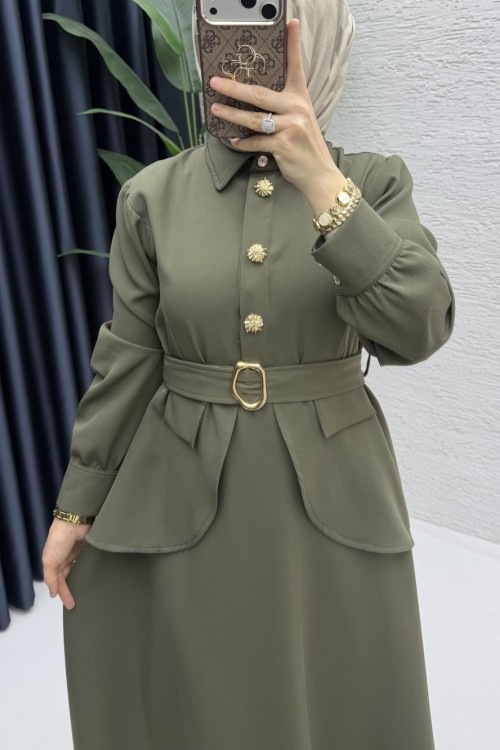 Mahira Elbise Tesettür Giyim  Haki