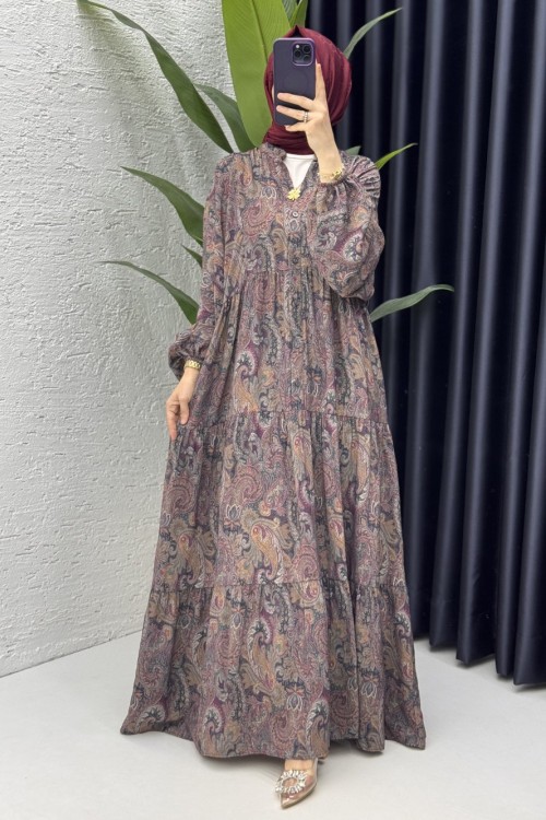 Mahya Elbise Tesettür Giyim Mürdüm