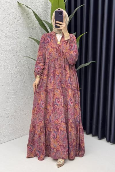 Mahya Elbise Tesettür Giyim Bordo