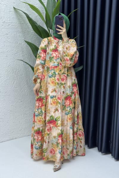 Manolya Elbise Tesettür Giyim Gül