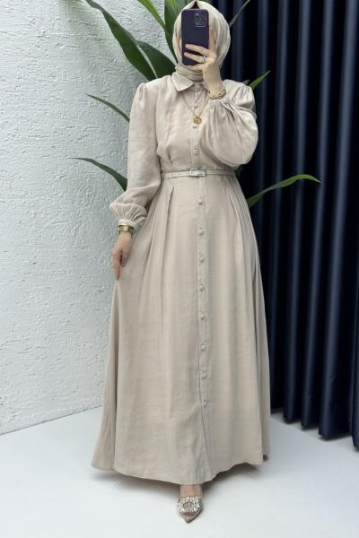 Melike Elbise Tesettür Giyim Taş Rengi