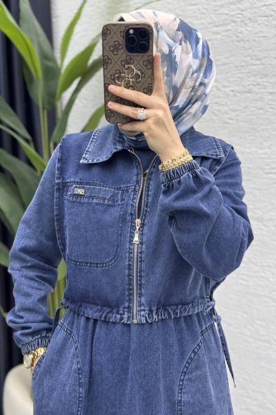 Merve Kot Elbise Tesettür Giyim  Lacivert