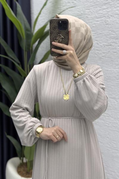 Mina Elbise Tesettür Giyim  Taş Rengi