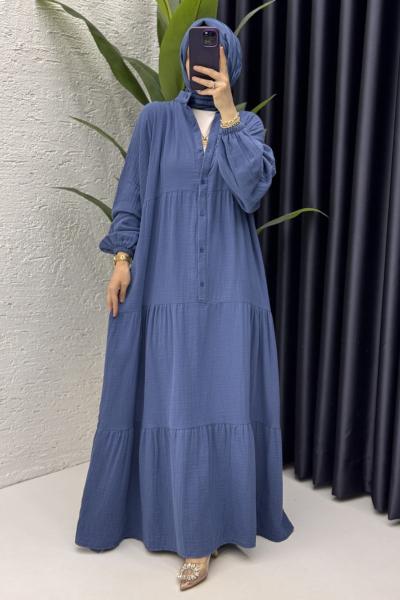 Müslin Elbise Tesettür Giyim İndigo
