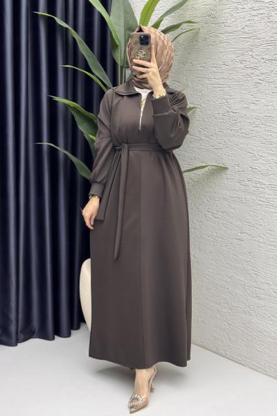 Nare Elbise Tesettür Giyim Acı Kahve