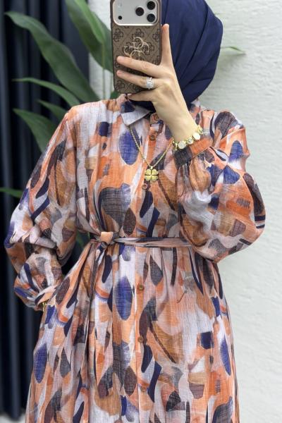 Nefise Elbise Tesettür Giyim  Kiremit