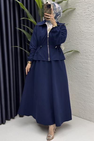 Nilay Etekli Takım Tesettür Giyim  Lacivert